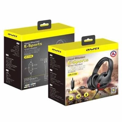 سماعة رأس سلكية من اوي ES-770i جيمنج سوداء بإضاءة