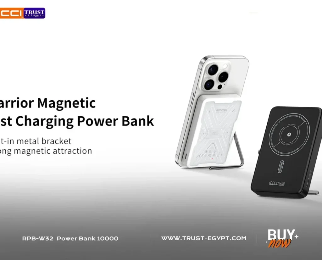 شحن لاسلكي 15W في باور بانك ريتشي وورير Recci Warrior RPB-W32