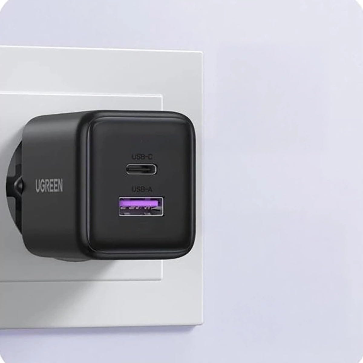 شاحن حائط جان X516 بقدرة 30 وات، مكون من 1 USB نوع ايه و1 USB نوع سي من يوجرين، لون أسود - الصورة 2