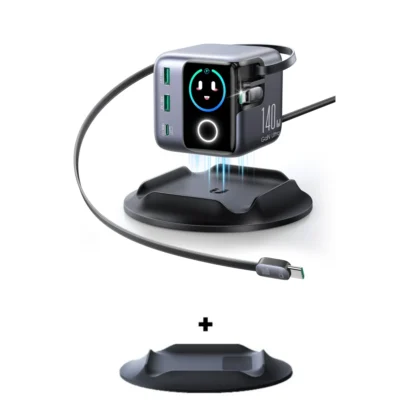 شاحن مكتبي جويروم JOYROOM PODIX JR-TRD01 بقدرة 140W GaN - بـ 5 مخارج شحن - كابلان USB-C مدمجان - لشحن اللابتوب والموبايل - شحن متزامن لـ 5 أجهزة