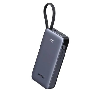 باور بنك يوجرين Ugreen PB536 45W Power Bank سعة 20000mAh مع كابل مدمج باللون الرمادي